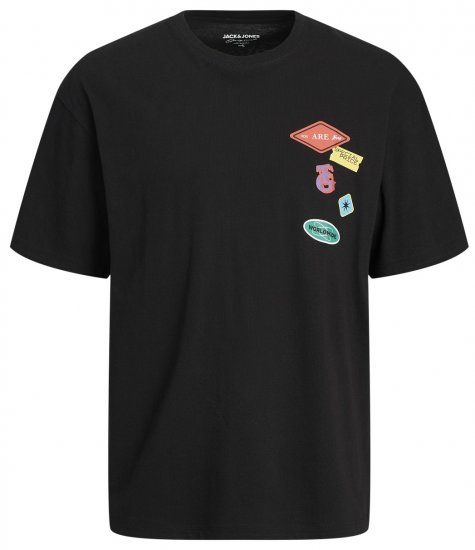 Jack & Jones JORDECAL T-Shirt with Back Print Black - Tričká - Nadrozmerné tričká - 2XL-14XL