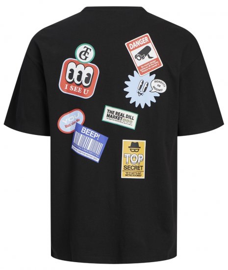 Jack & Jones JORDECAL T-Shirt with Back Print Black - Tričká - Nadrozmerné tričká - 2XL-14XL