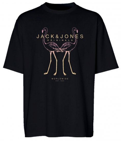 Jack & Jones JORLAFAYETTE 2 FST T-Shirt Black - Tričká - Nadrozmerné tričká - 2XL-14XL