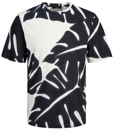 Jack & Jones JPRBLAPALMA AOP T-Shirt Snow White - Tričká - Nadrozmerné tričká - 2XL-14XL