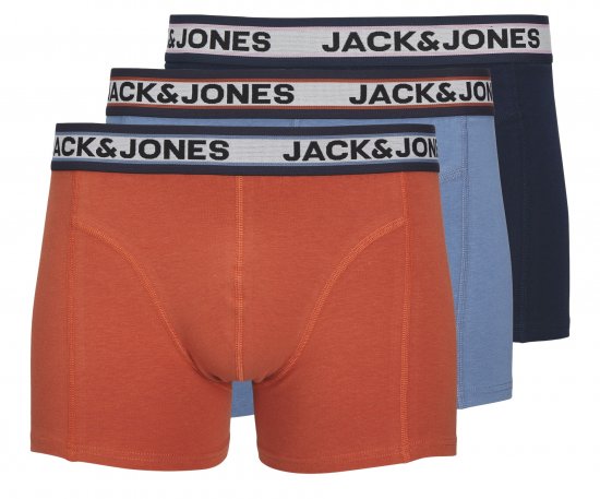Jack & Jones JACMARCO SOLID Trunks 3-Pack Coronet Blue - Spodná bielizeň - Spodné Prádlo 2XL-8XL