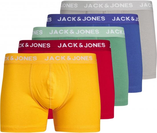 Jack & Jones JACLARRY SOLID TRUNKS 5 PACK Tango Red - Spodná bielizeň - Spodné Prádlo 2XL-8XL
