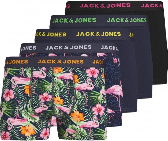 Jack & Jones JACPINK FLAMINGO TRUNKS 5 PACK Navy Blazer - Spodná bielizeň - Spodné Prádlo 2XL-8XL