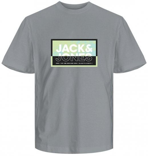 Jack & Jones JCOLOGAN SUMMER PRINT T-Shirt Gray - Tričká - Nadrozmerné tričká - 2XL-14XL