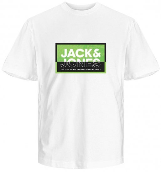 Jack & Jones JCOLOGAN SUMMER PRINT T-Shirt White - Tričká - Nadrozmerné tričká - 2XL-14XL