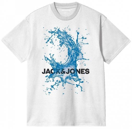 Jack & Jones JCOOCEAN SPLASH T-Shirt White - Tričká - Nadrozmerné tričká - 2XL-14XL