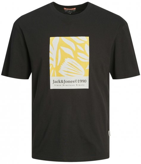 Jack & Jones JORMARBELLA AOP BRANDING T-Shirt Black - Tričká - Nadrozmerné tričká - 2XL-14XL