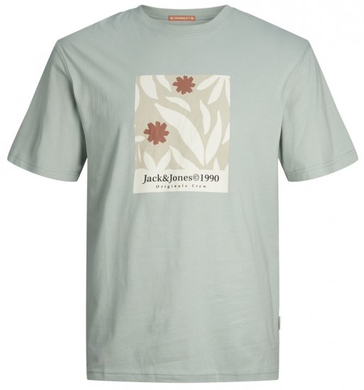 Jack & Jones JORMARBELLA AOP BRANDING T-Shirt Gray Mist - Tričká - Nadrozmerné tričká - 2XL-14XL