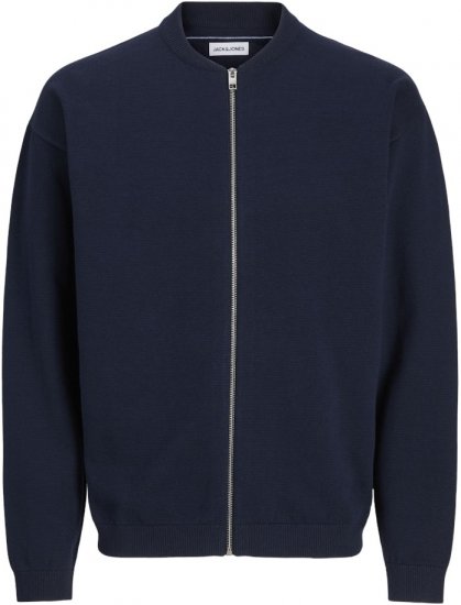 Jack & Jones Calvin Knit Bomber Zipper Sweater Dark Blue - Mikiny & mikiny bez kapucne - Mikiny & Mikiny s Kapucňou 2XL-12XL