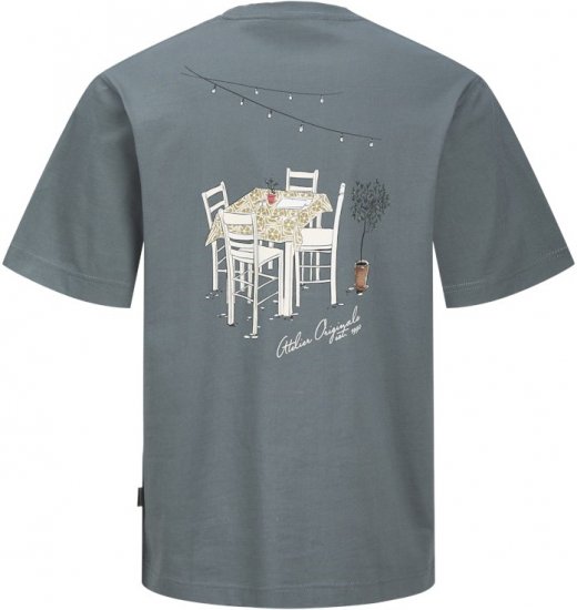 Jack & Jones Lington Back And Front Print Crew Neck T-Shirt Grey - Tričká - Nadrozmerné tričká - 2XL-14XL