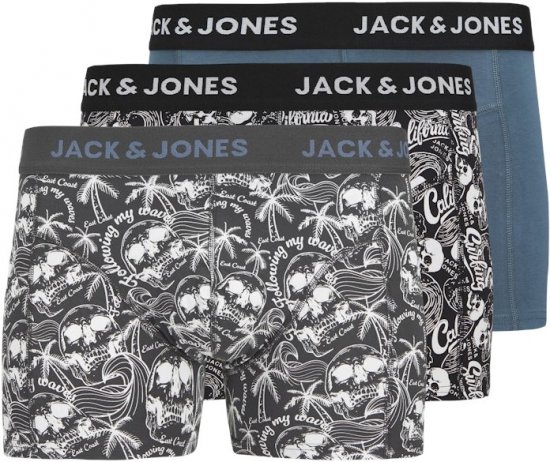 Jack & Jones Damon Skull Trunks 3-Pack Black - Spodná bielizeň - Spodné Prádlo 2XL-8XL