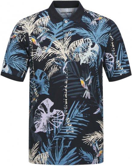 Jack & Jones Hawaii AOP Short Sleeve Polo Blue - Polokošele - Polokošele 2XL-8XL