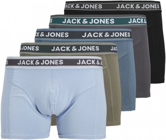 Jack & Jones Evan Solid Trunks 5-Pack Black - Spodná bielizeň - Spodné Prádlo 2XL-8XL