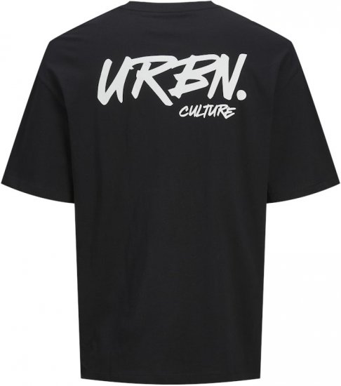 Jack & Jones Script Bradley Crew Neck T-Shirt Black - Tričká - Nadrozmerné tričká - 2XL-14XL