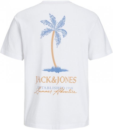 Jack & Jones Summer Vibes Crew Neck T-Shirt White - Tričká - Nadrozmerné tričká - 2XL-14XL