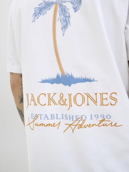 Jack & Jones Summer Vibes Crew Neck T-Shirt White - Tričká - Nadrozmerné tričká - 2XL-14XL
