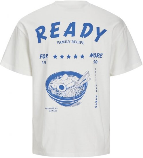 Jack & Jones Charge Crew Neck Printed T-Shirt White - Tričká - Nadrozmerné tričká - 2XL-14XL