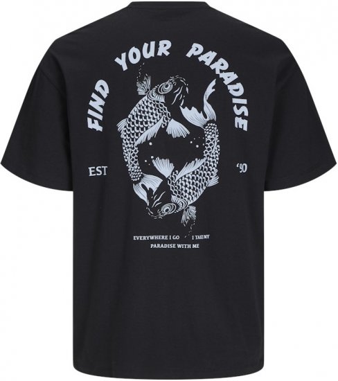 Jack & Jones Charge Crew Neck Printed T-Shirt Black - Tričká - Nadrozmerné tričká - 2XL-14XL