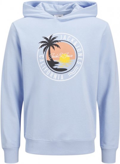 Jack & Jones Palm Hoodie Chambray Blue - Mikiny & mikiny bez kapucne - Mikiny & Mikiny s Kapucňou 2XL-12XL