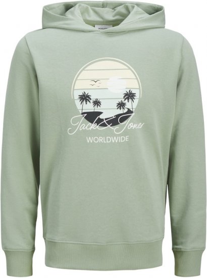 Jack & Jones Palm Hoodie Iceberg Green - Mikiny & mikiny bez kapucne - Mikiny & Mikiny s Kapucňou 2XL-12XL