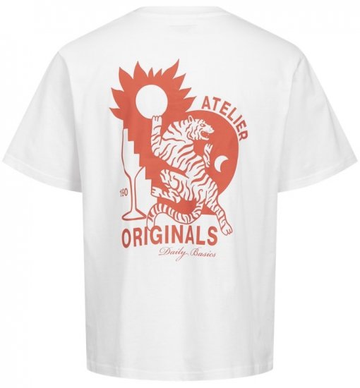  Jack & Jones Bellagio Collage Crew Neck T-Shirt Bright White - Tričká - Nadrozmerné tričká - 2XL-14XL