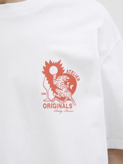  Jack & Jones Bellagio Collage Crew Neck T-Shirt Bright White - Tričká - Nadrozmerné tričká - 2XL-14XL