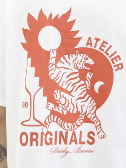  Jack & Jones Bellagio Collage Crew Neck T-Shirt Bright White - Tričká - Nadrozmerné tričká - 2XL-14XL