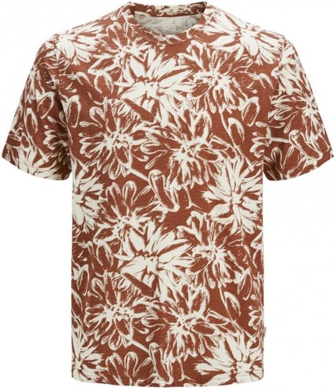 Jack & Jones Split AOP Crew Neck T-Shirt Brown - Tričká - Nadrozmerné tričká - 2XL-14XL