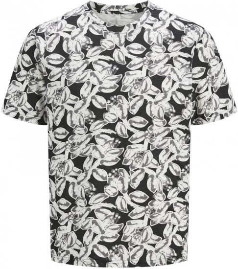 Jack & Jones Split AOP Crew Neck T-Shirt Black - Tričká - Nadrozmerné tričká - 2XL-14XL