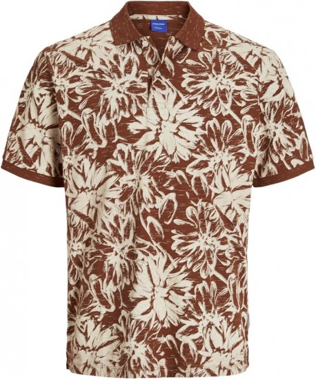 Jack & Jones Split AOP Print Polo Brown - Polokošele - Polokošele 2XL-8XL