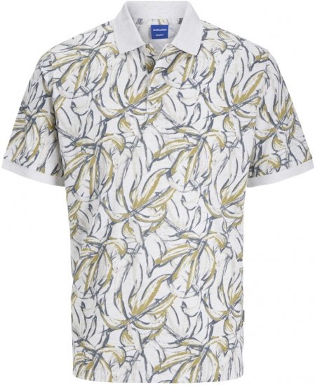Jack & Jones Split AOP Print Polo White - Polokošele - Polokošele 2XL-8XL