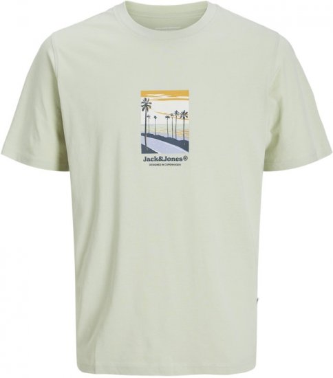 Jack & Jones Split Front Graphic Crew Neck T-Shirt Green - Tričká - Nadrozmerné tričká - 2XL-14XL