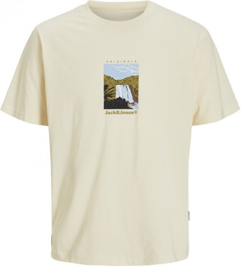 Jack & Jones Split Front Graphic Crew Neck T-Shirt Antique White - Tričká - Nadrozmerné tričká - 2XL-14XL