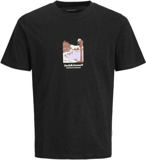 Jack & Jones Split Front Graphic Crew Neck T-Shirt Black - Tričká - Nadrozmerné tričká - 2XL-14XL