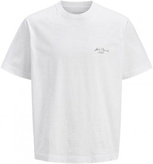Jack & Jones Lington Back And Front Print Crew Neck T-Shirt Bright White - Tričká - Nadrozmerné tričká - 2XL-14XL