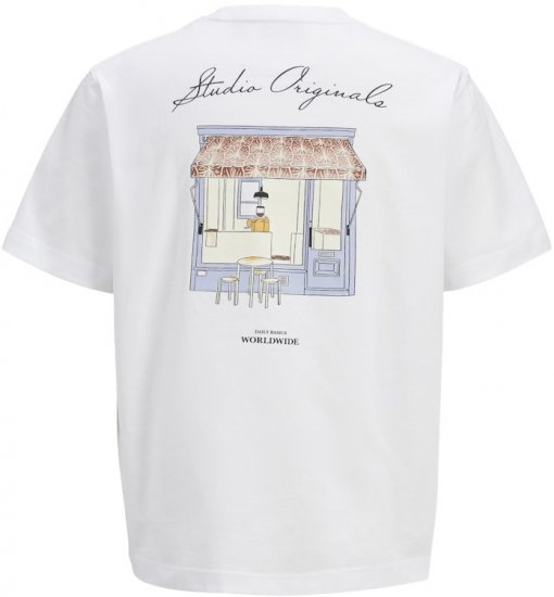 Jack & Jones Lington Back And Front Print Crew Neck T-Shirt Bright White - Tričká - Nadrozmerné tričká - 2XL-14XL