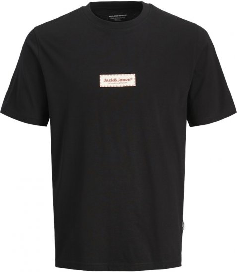 Jack & Jones Split Fakestitch Branding T-Shirt Black - Tričká - Nadrozmerné tričká - 2XL-14XL