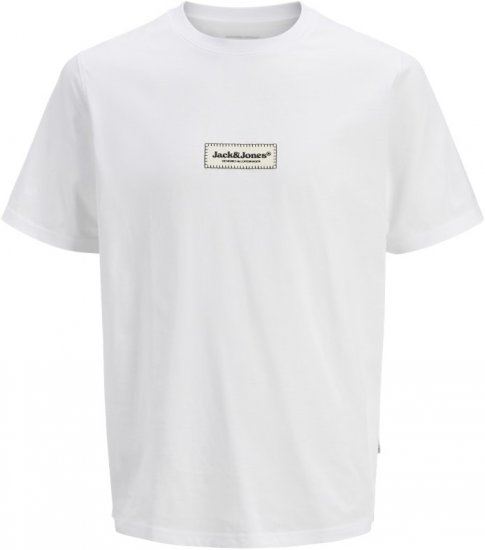 Jack & Jones Split Fakestitch Branding T-Shirt Bright White - Tričká - Nadrozmerné tričká - 2XL-14XL
