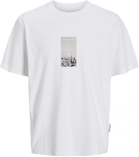 Jack & Jones Pacer Photo Branding Crew Neck T-Shirt Bright White - Tričká - Nadrozmerné tričká - 2XL-14XL
