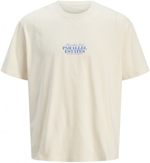 Jack & Jones Parallel Crew Neck T-Shirt Antique White - Tričká - Nadrozmerné tričká - 2XL-14XL