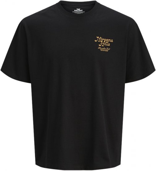 Jack & Jones Parallel Crew Neck T-Shirt Black - Tričká - Nadrozmerné tričká - 2XL-14XL