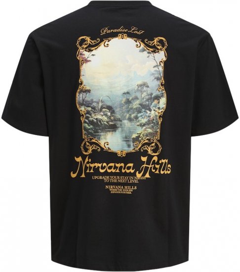 Jack & Jones Parallel Crew Neck T-Shirt Black - Tričká - Nadrozmerné tričká - 2XL-14XL