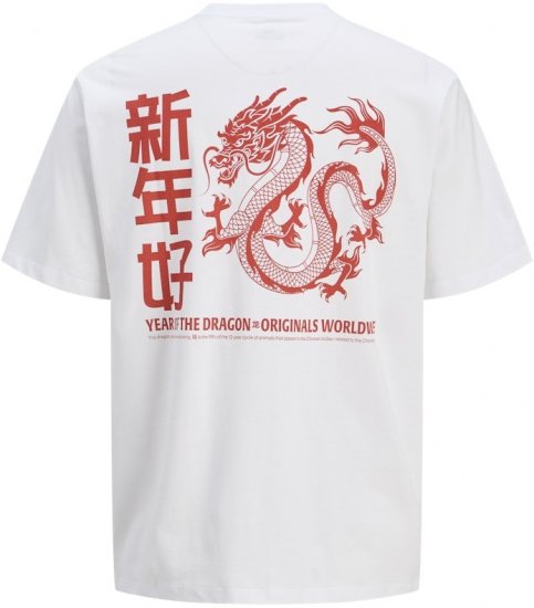 Jack & Jones Snake Dragon Crew Neck T-Shirt Bright White - Tričká - Nadrozmerné tričká - 2XL-14XL