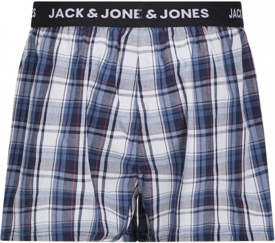 Jack & Jones Saigon Blue/Red Check Woven Boxers 3-Pack Navy Blazer - Spodná bielizeň - Spodné Prádlo 2XL-8XL