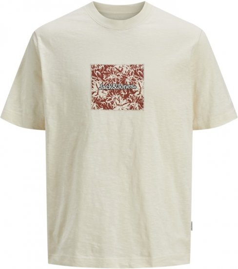 Jack & Jones Split Branding AOP Crew Neck T-Shirt Antique White - Tričká - Nadrozmerné tričká - 2XL-14XL