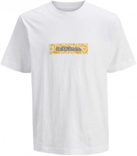Jack & Jones Split Branding AOP Crew Neck T-Shirt Bright White - Tričká - Nadrozmerné tričká - 2XL-14XL