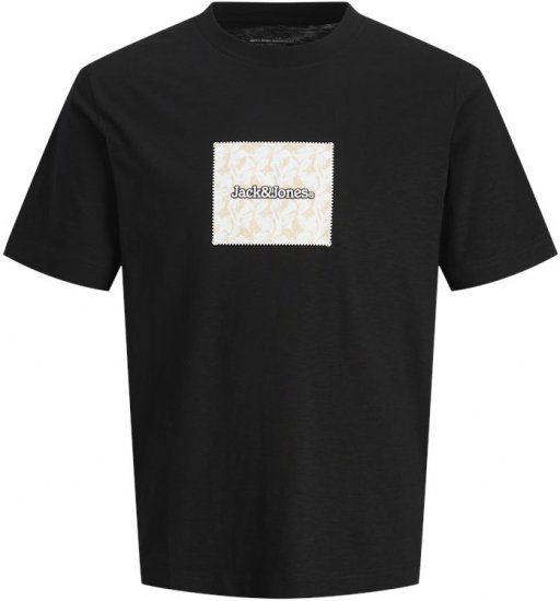 Jack & Jones Split Branding AOP Crew Neck T-Shirt Black - Tričká - Nadrozmerné tričká - 2XL-14XL