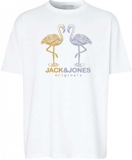 Jack & Jones Split Gradient Crew Neck T-Shirt Bright White - Tričká - Nadrozmerné tričká - 2XL-14XL