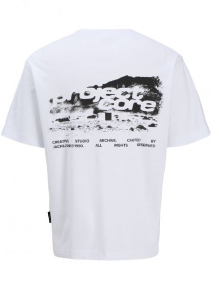 Jack & Jones Summer Sago Print Crew Neck T-Shirt Bright White - Tričká - Nadrozmerné tričká - 2XL-14XL