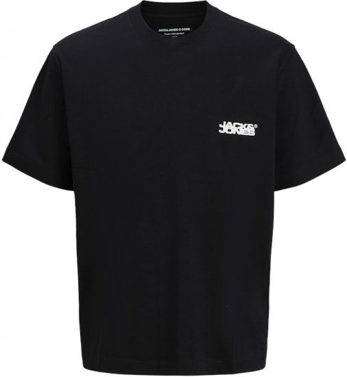 Jack & Jones Summer Sago Print Crew Neck T-Shirt Black - Tričká - Nadrozmerné tričká - 2XL-14XL